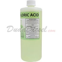 950ml / 1 quart bottle of 32% Hydrochloric acid 20 baume (side)